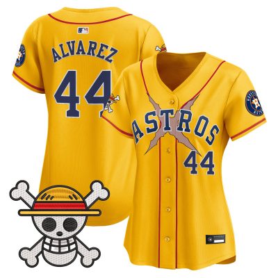 Women's Houston Astros x One Piece Vapor Premier Limited Jersey - Gold / Yordan Alvarez